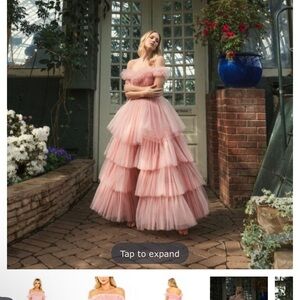 Mac Duggal Pink Tiered Tulle Dress